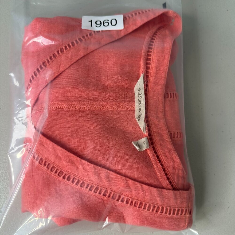 Soft Surroundings Linen Tunic top Coral‎ Size XL - Picture 11 of 11